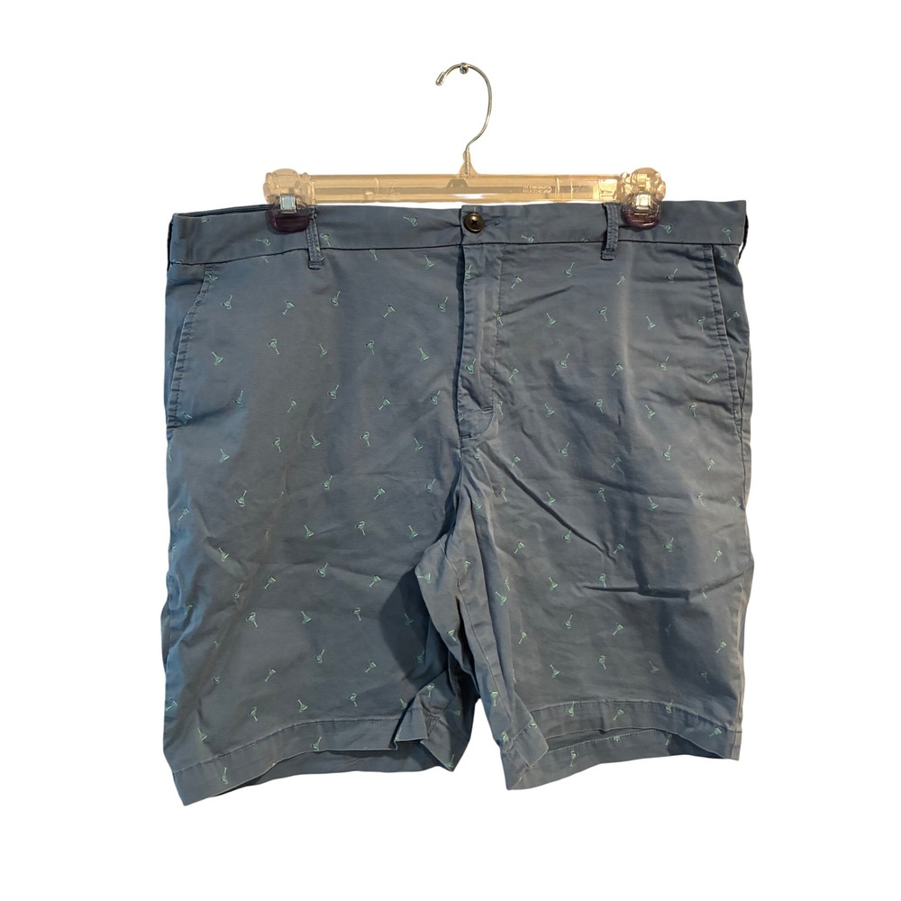 IZOD Advantage Performance Mens 40 Blue Margarita Glass Embroidered Chino Shorts